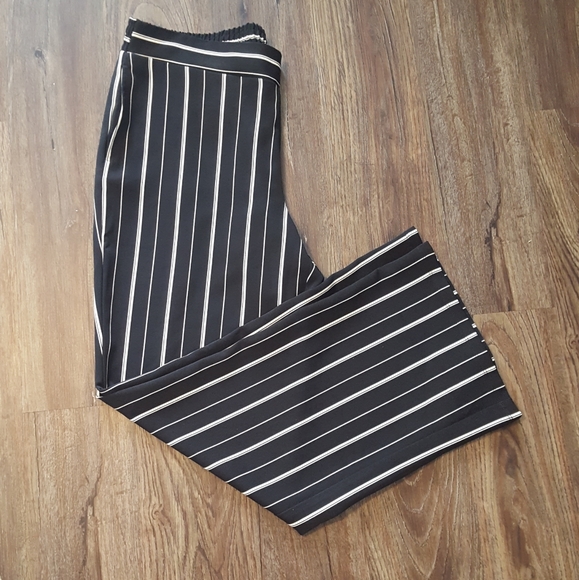 Jones Studio Black Striped Wide Leg Pants Sz Large - Picture 1 of 5